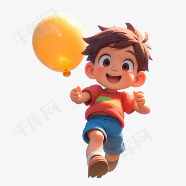 儿童节奔跑的少年卡通人物形象p
