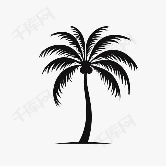 简约椰子树元素立体免抠图案
