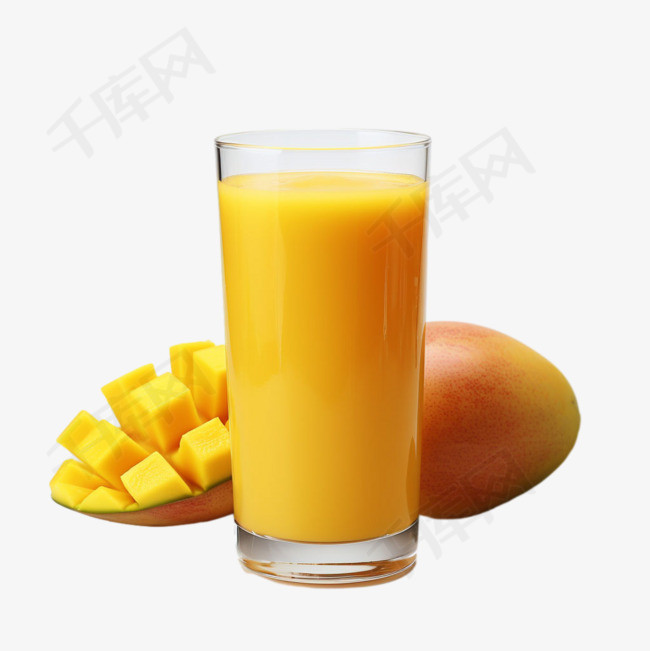 芒果果汁元素立体免抠图案