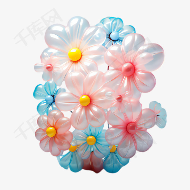 气球花朵元素立体免抠图案