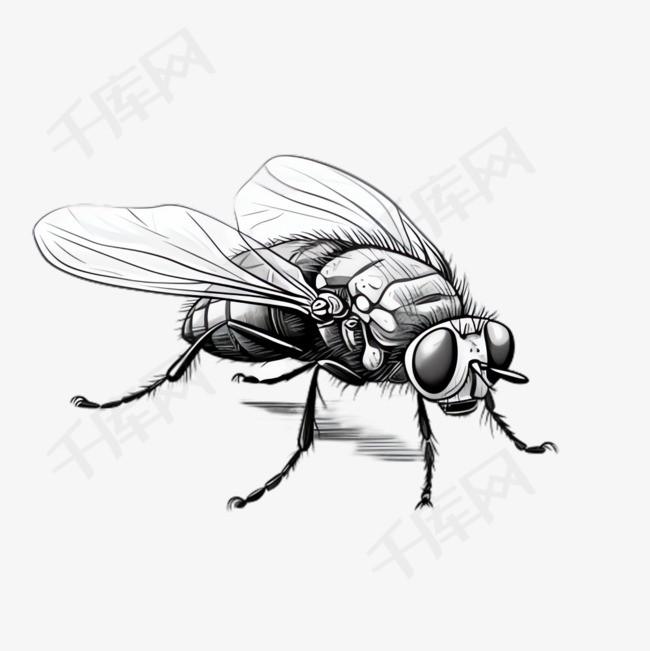 苍蝇昆虫元素立体免抠图案