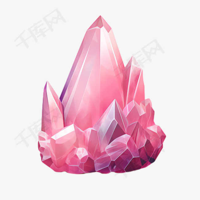 粉色水晶元素立体免抠图案