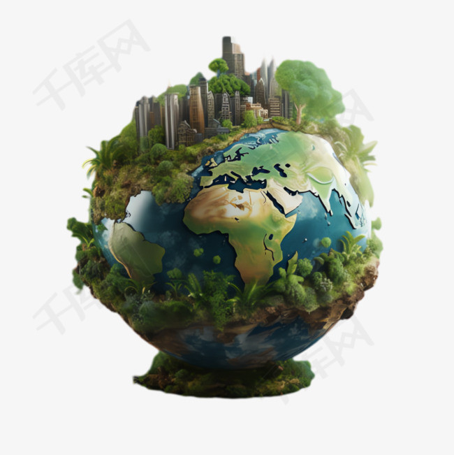 地球植物元素立体免抠图案