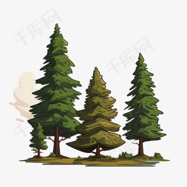森林松树元素立体免抠图案