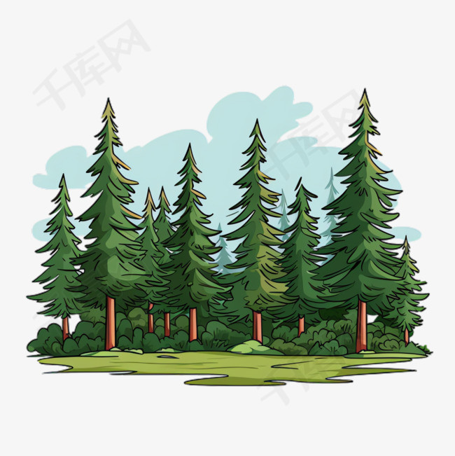 森林松树元素立体免抠图案