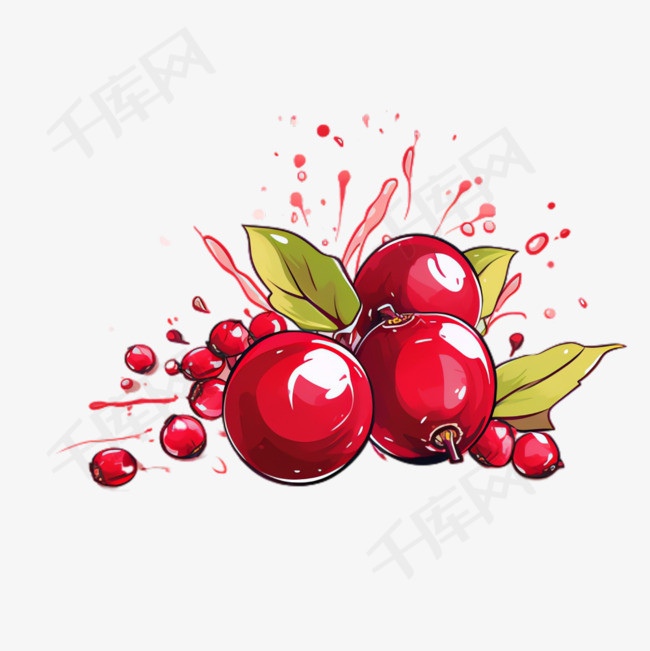樱桃水果元素立体免抠图案
