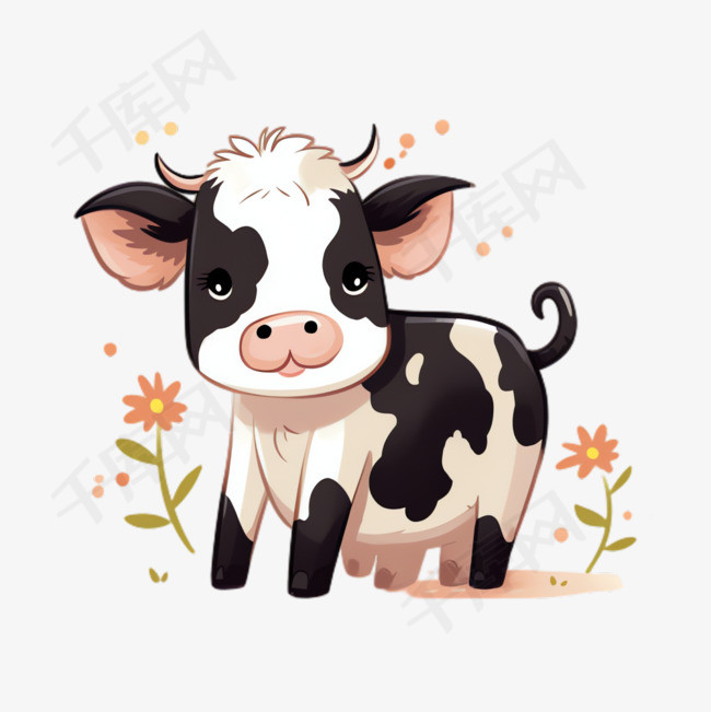 奶牛动物元素立体免抠图案