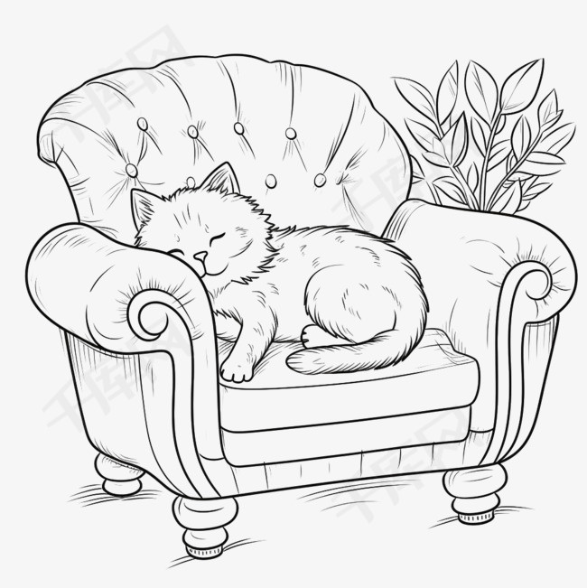 猫咪沙发元素立体免抠图案