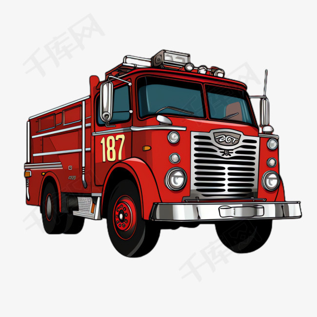 消防车救援元素立体免抠图案