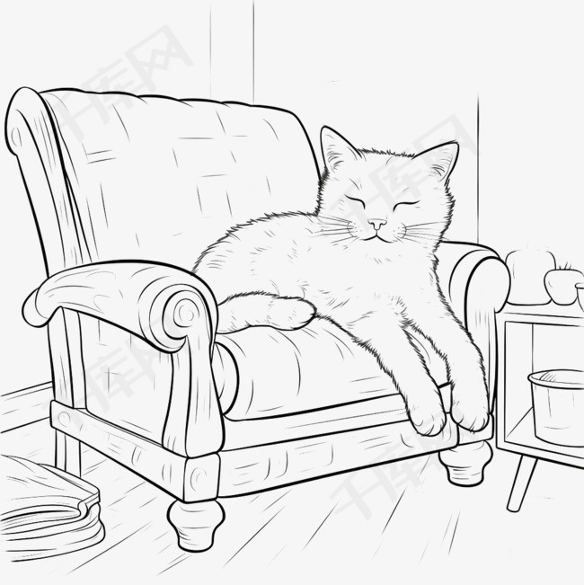 猫咪沙发元素立体免抠图案