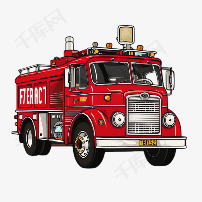 消防车救援元素立体免抠图案