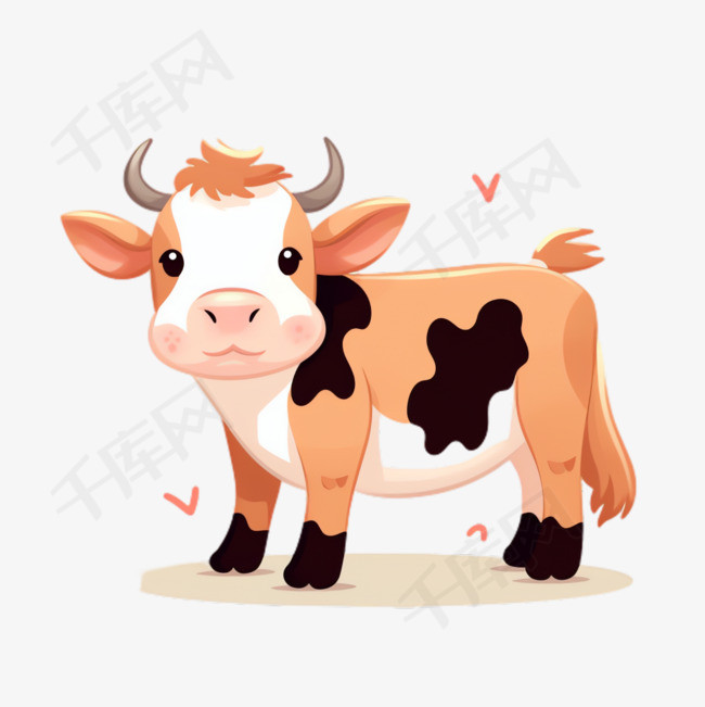 奶牛动物元素立体免抠图案