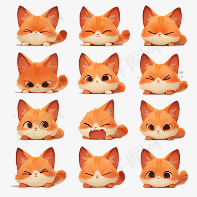 3D卡通可爱萌宠橘色小猫咪表情