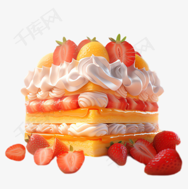 水果蛋糕元素立体免抠图案