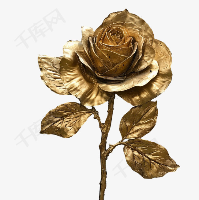 金色玫瑰元素立体免抠图案