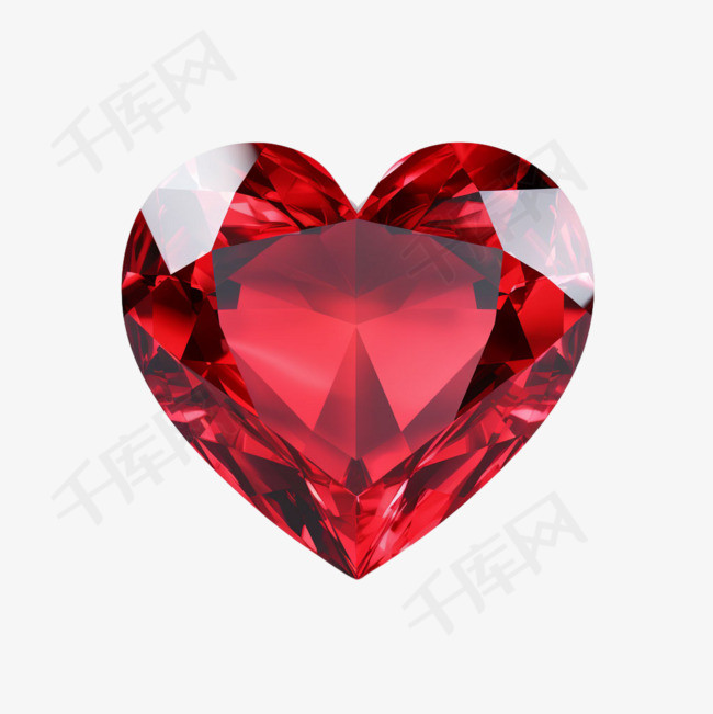 爱心红钻元素立体免抠图案