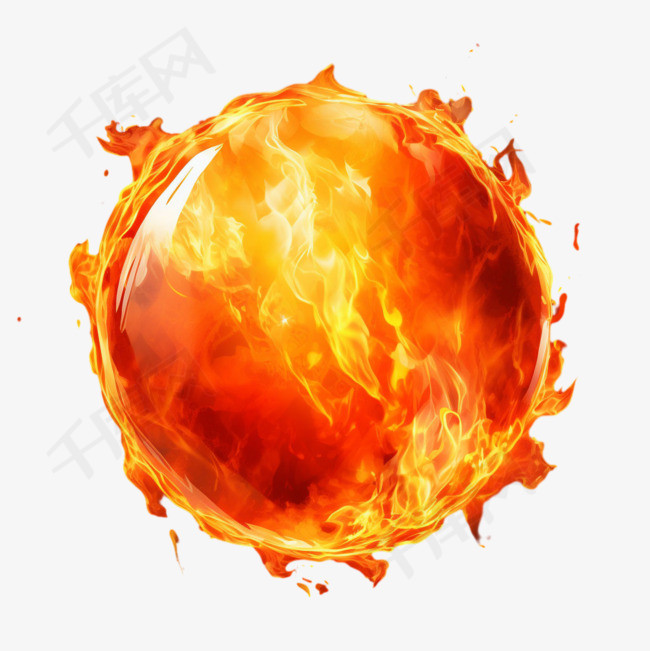 圆球火焰元素立体免抠图案
