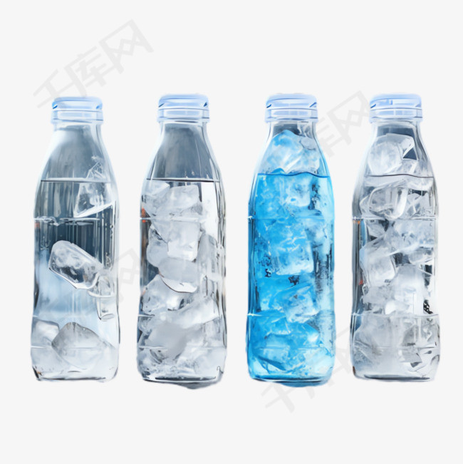 水瓶冰块元素立体免抠图案
