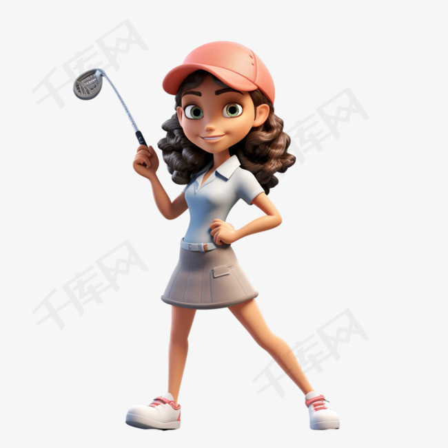 高尔夫棒球帽元素立体免抠图案