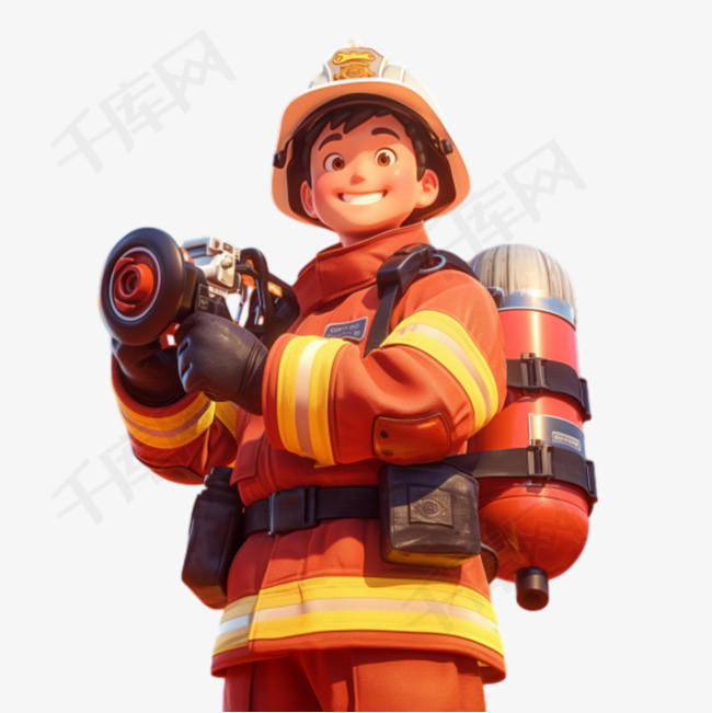 五一劳动节消防员3D人物形象素材