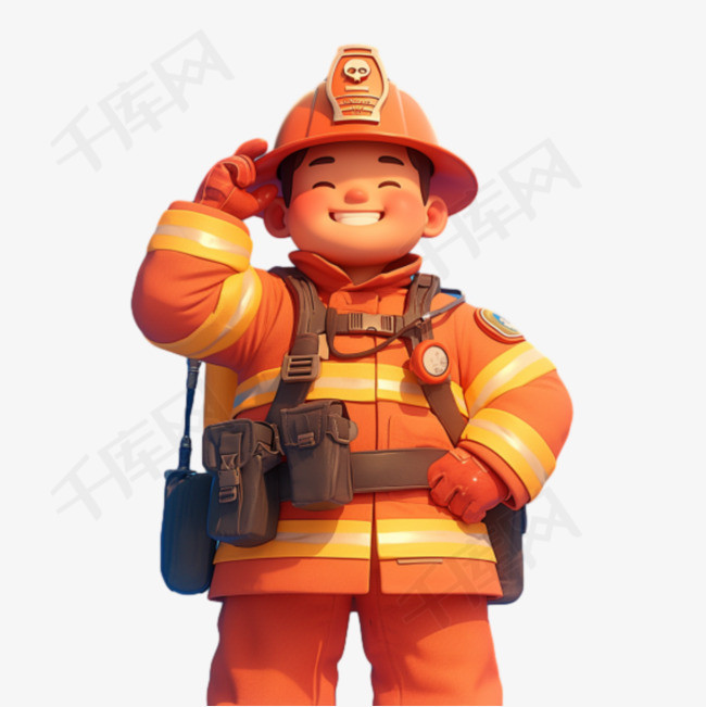五一劳动节消防员3D人物形象p