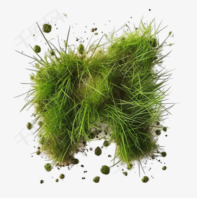 绿色小草元素立体免抠图案