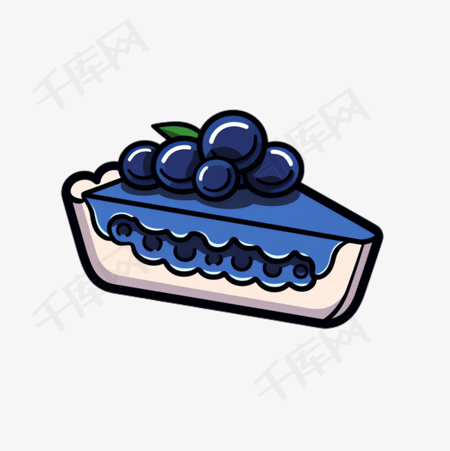 蓝莓蛋糕元素立体免抠图案