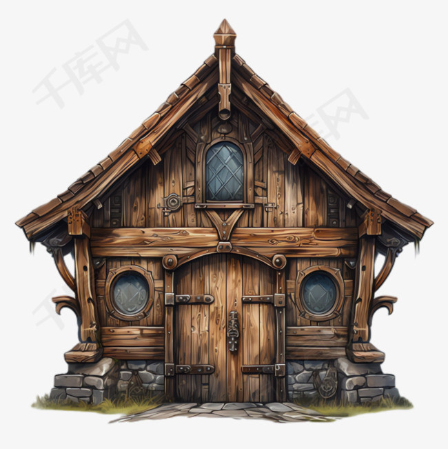 木制房子元素立体免抠图案