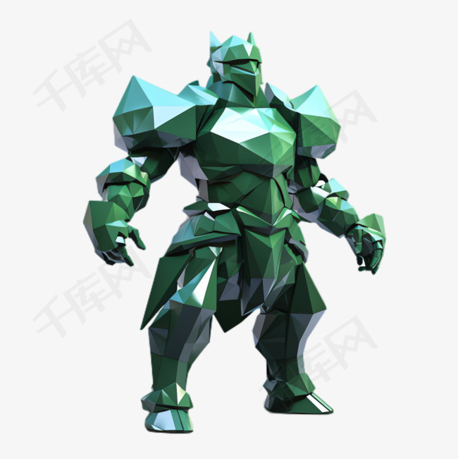 绿色盔甲元素立体免抠图案
