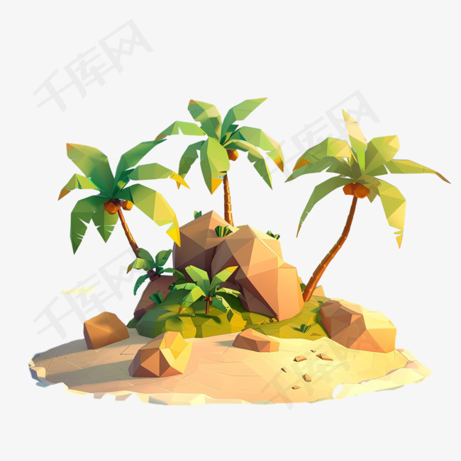 海岛生态元素立体免抠图案