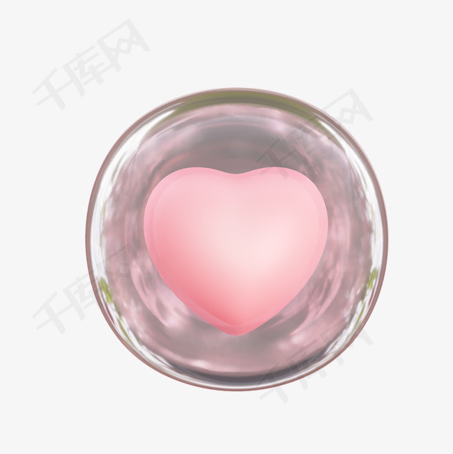 3D透明玻璃爱心球情人节素材