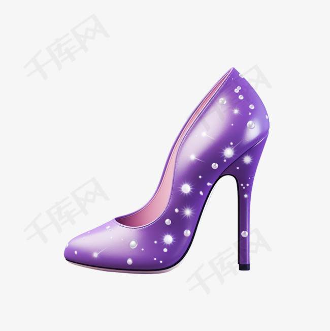 紫色高跟鞋元素立体免抠图案