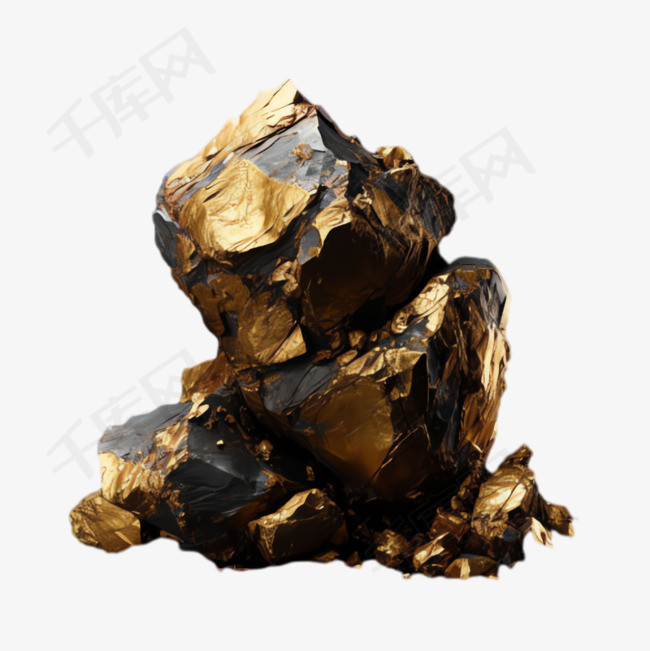 金色矿山元素立体免抠图案