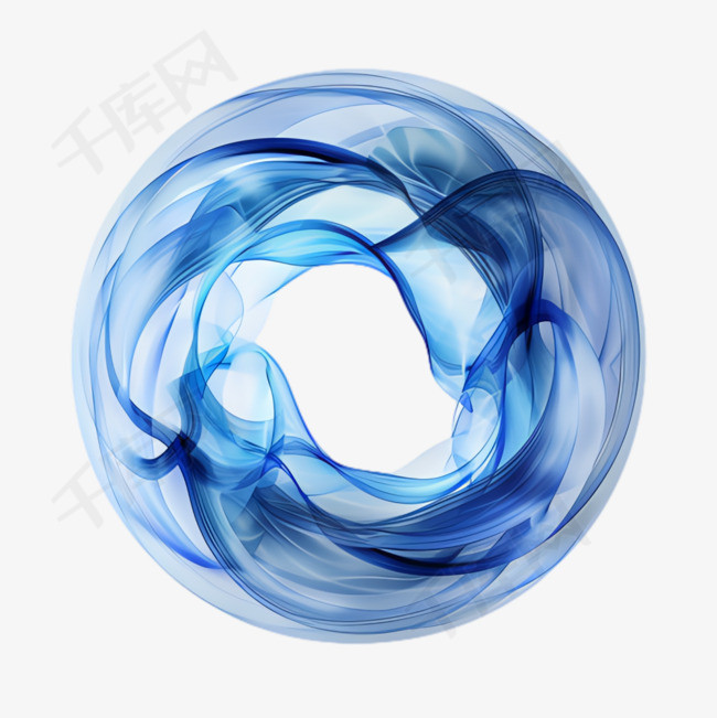 蓝色水圈元素立体免抠图案