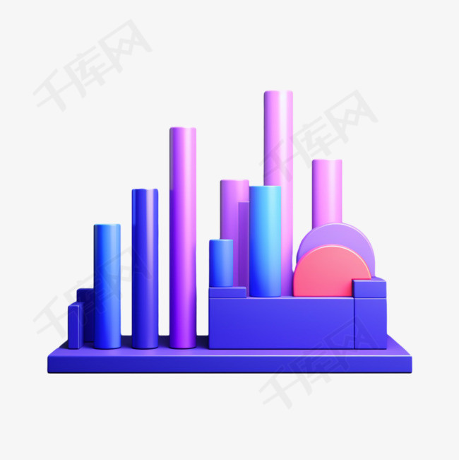 条形柱状图元素立体免抠图案