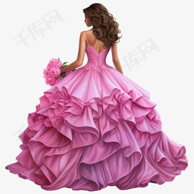 粉色公主裙元素立体免抠图案