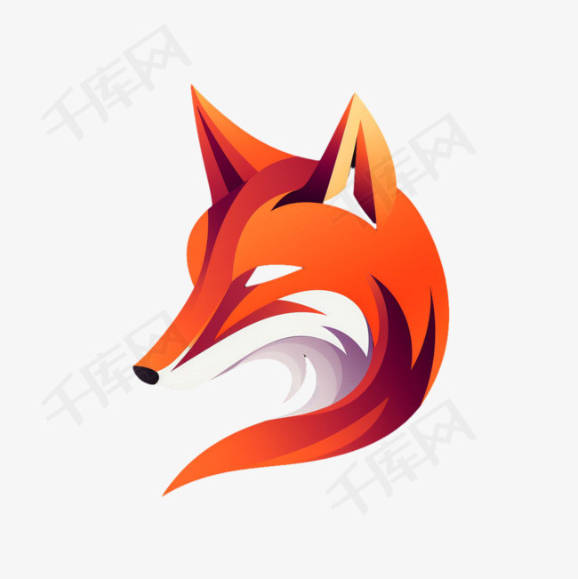 红色狐狸元素立体免抠图案