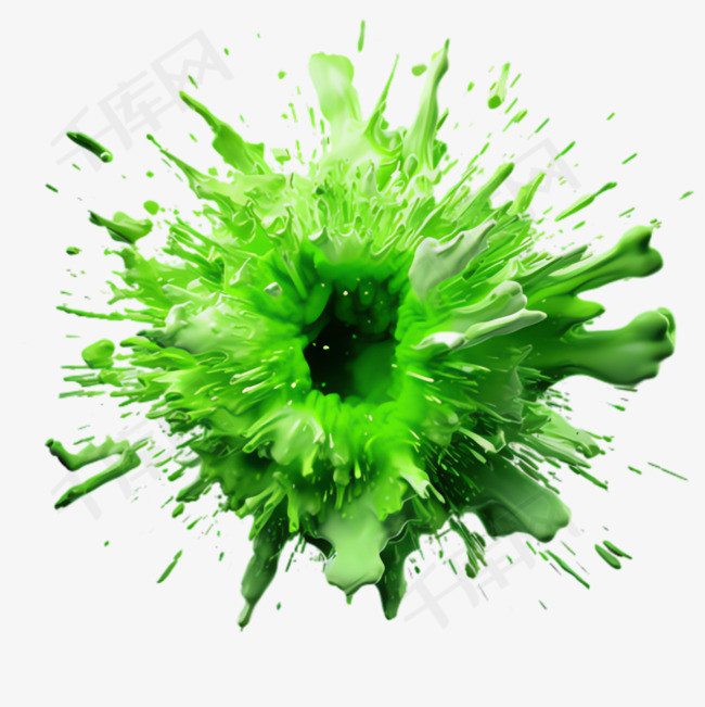 绿色墨汁元素立体免抠图案