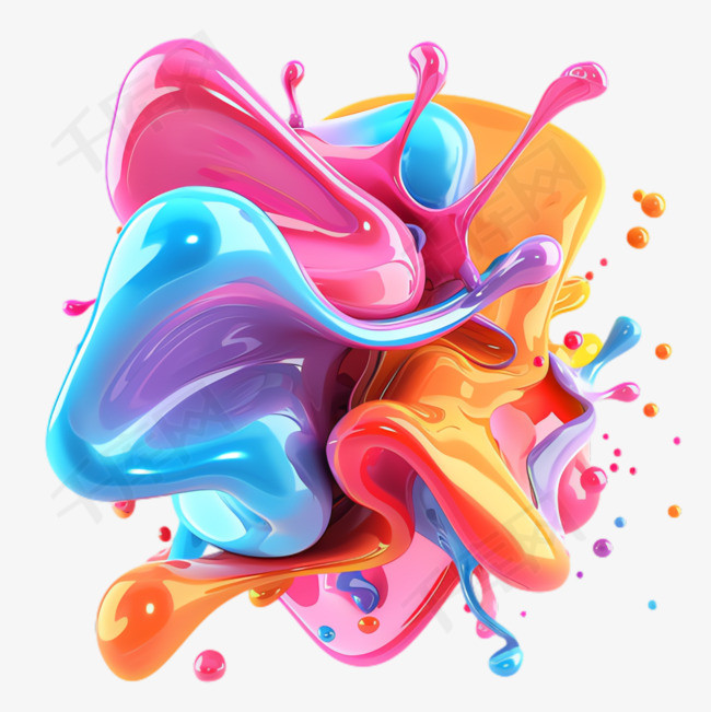 彩色油漆元素立体免抠图案