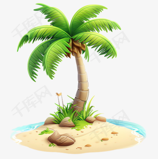 茂盛椰子树元素立体免抠图案