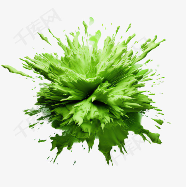 绿色墨汁元素立体免抠图案