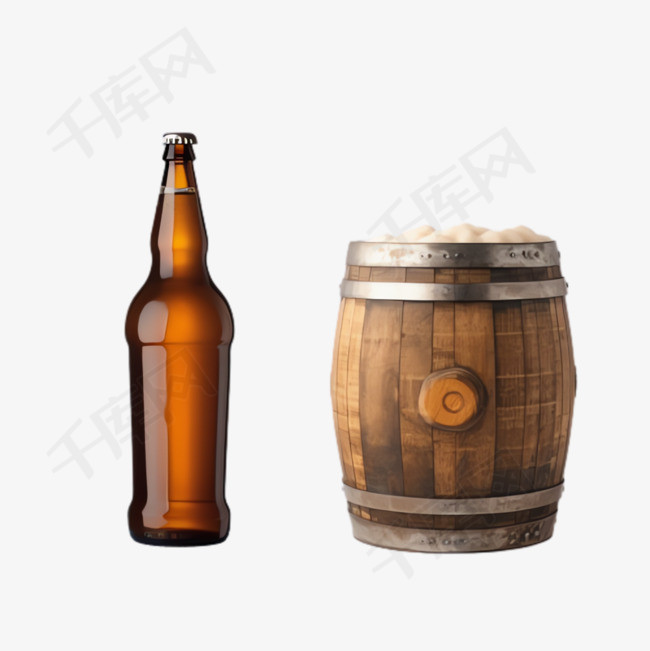 啤酒木桶元素立体免抠图案