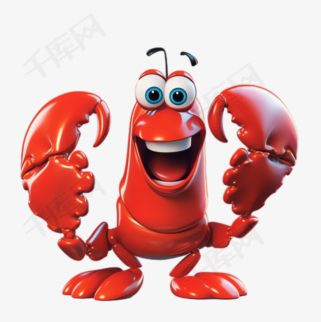 红色龙虾元素立体免抠图案