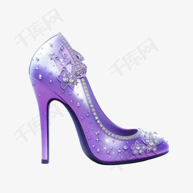 紫色高跟鞋元素立体免抠图案