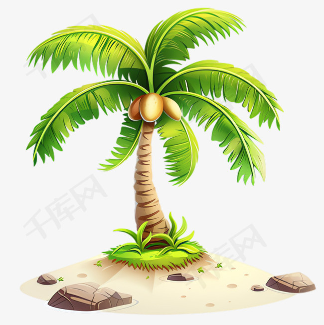 茂盛椰子树元素立体免抠图案