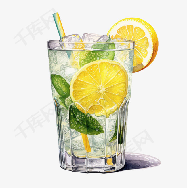 可口柠檬水元素立体免抠图案