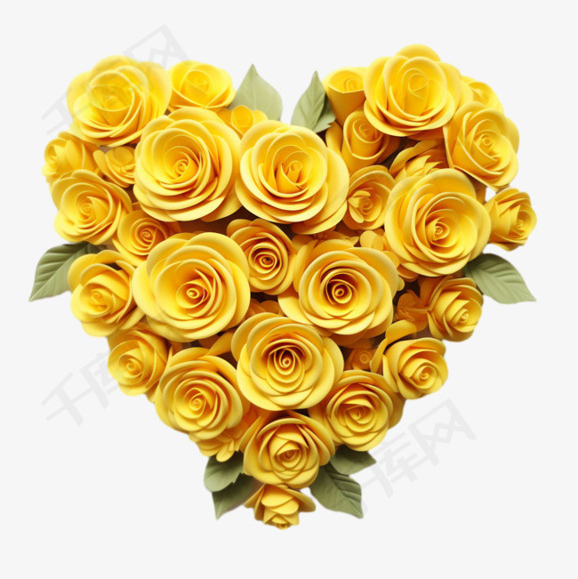 黄色玫瑰元素立体免抠图案