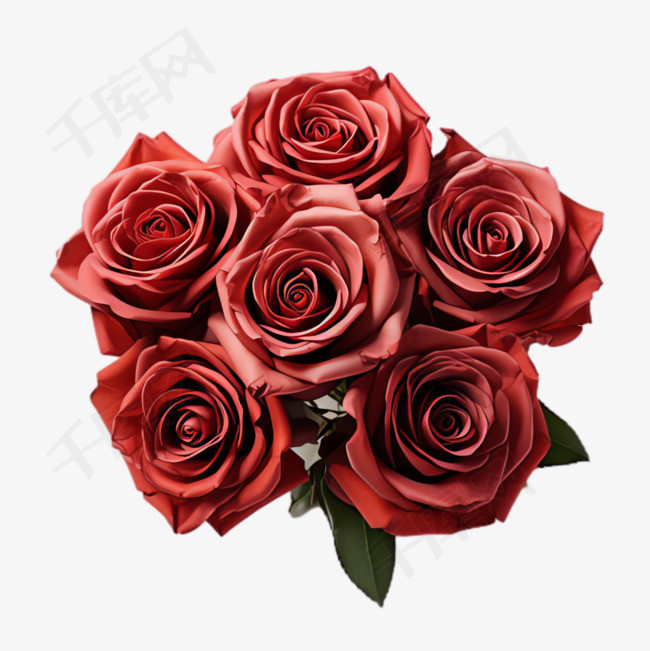 红色玫瑰元素立体免抠图案
