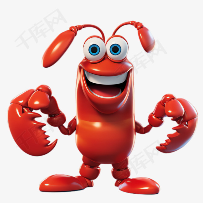 红色龙虾元素立体免抠图案