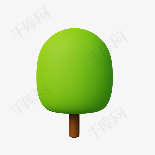 绿色树立体卡通自然装饰免抠pn